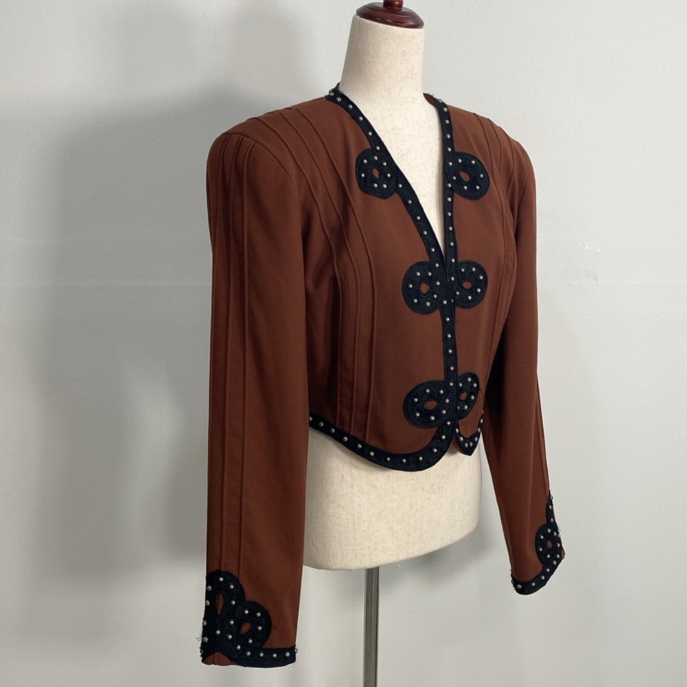 Double D Ranch Vintage Studded Jacket Western Embroidered Brown Medium - Picture 5 of 12